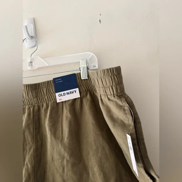 NEW!! Old Navy Linen Blend Pull On Shorts Comfort Elastic Waistband Army Green - Picture 2 of 7